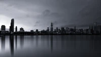 Schwarz-weiße Skyline von Chicago: Eine dramatische Reflexion urbaner Architektur