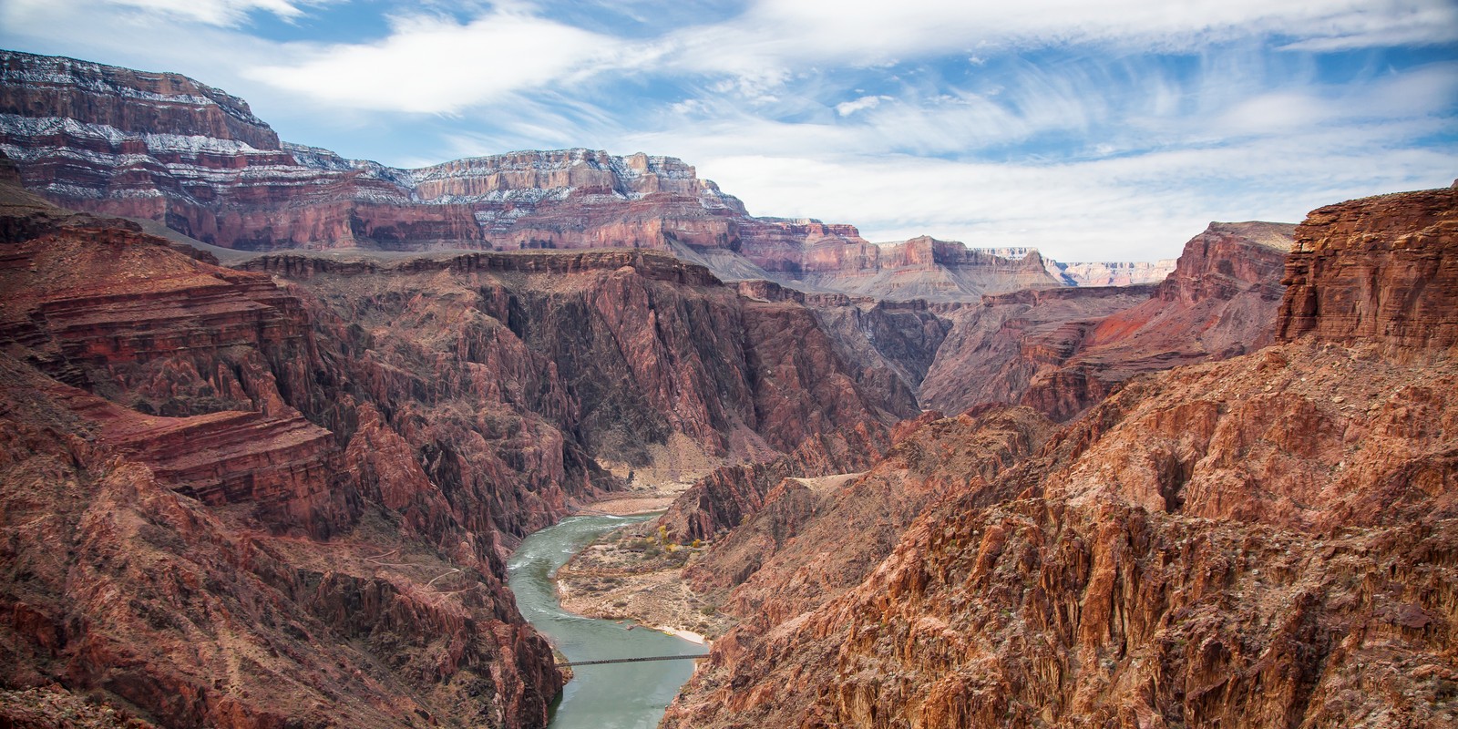 A view of the grand canyon from the top of the grand canyon (national park, badlands, canyon, formation, escarpment)