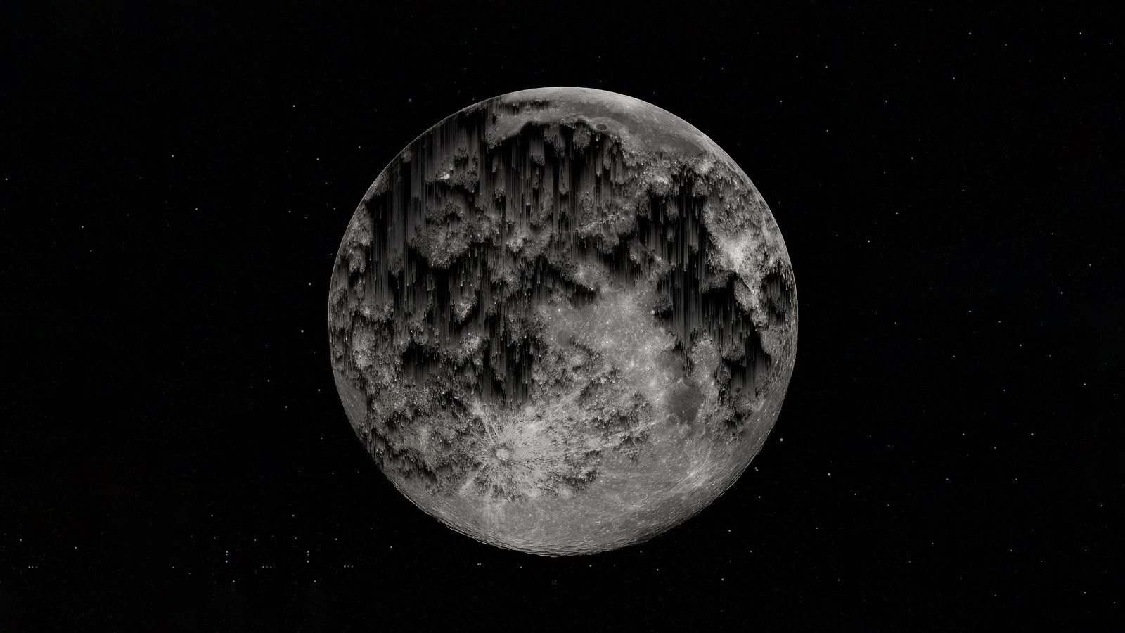 Un primer plano de una foto en blanco y negro de la luna (luna llena, cgi, surrealista, espacio exterior, 5k)