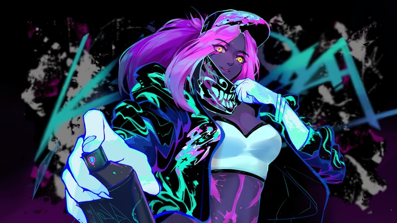 Крупный план человека с микрофоном в темной комнате (kda, акали, akali, lol, league of legends)