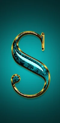 Elegant Golden Letter S with a Green Floral Design