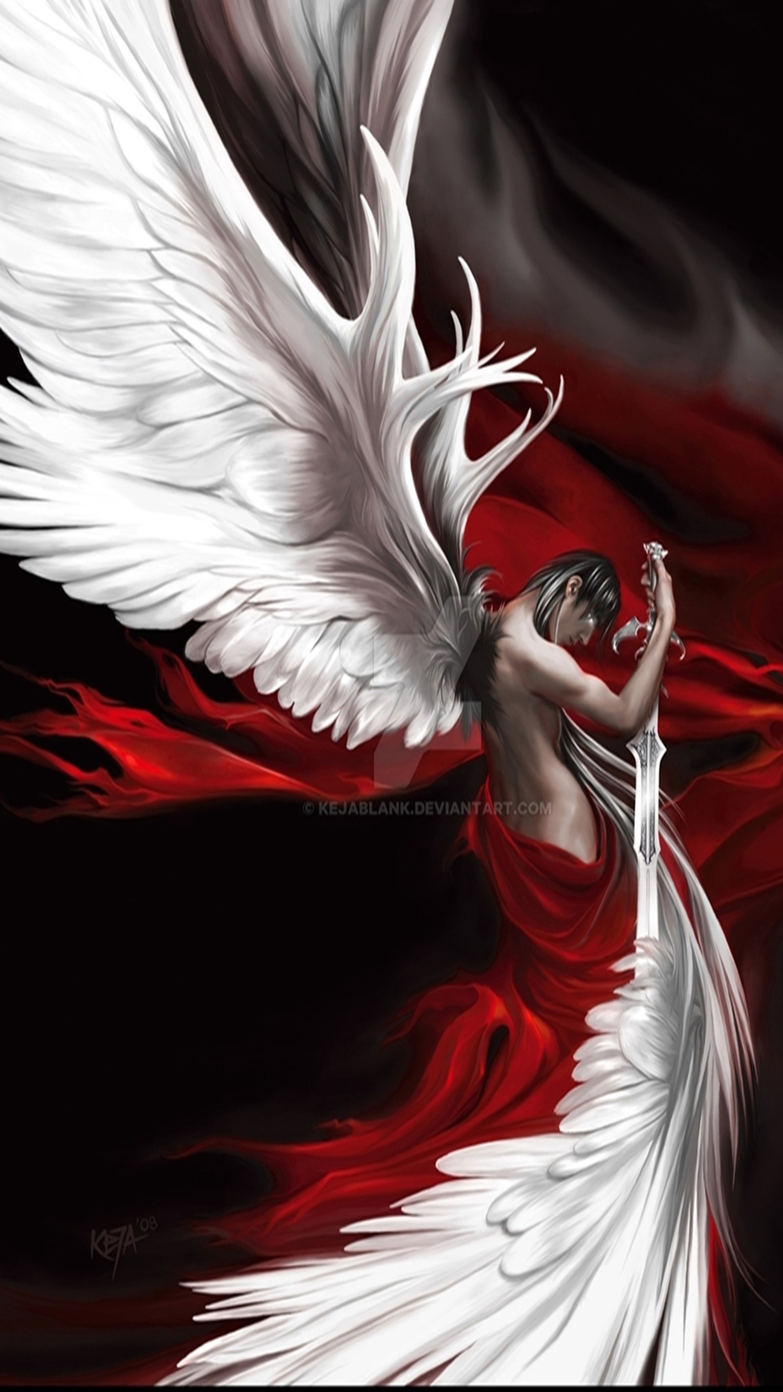 Baixar papel de parede male angel, red clothe