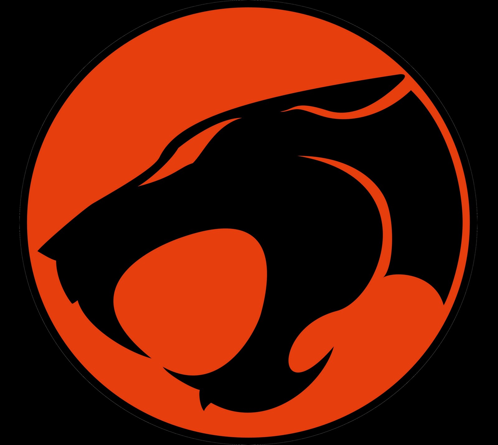 Nahaufnahme eines schwarz-orangenen logos mit einer katze (abej, beograd, thundercats)