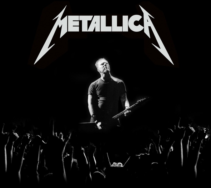 Металлическая голова в темноте с гитарой в руках (металл, металлика, metallica, музыка)