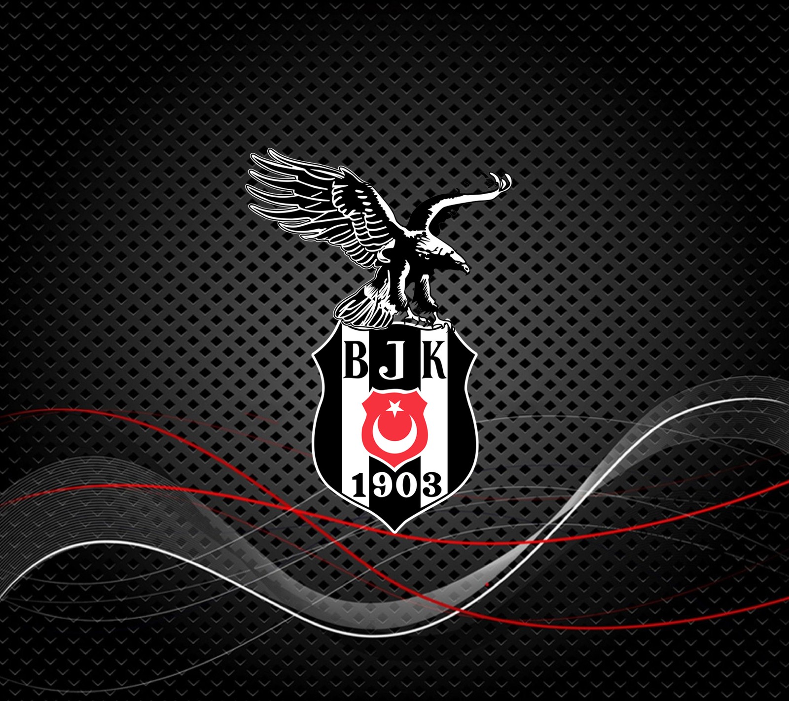 A black and white logo with a red heart and an eagle (besiktas, bjk, black eagle, eagle, football)