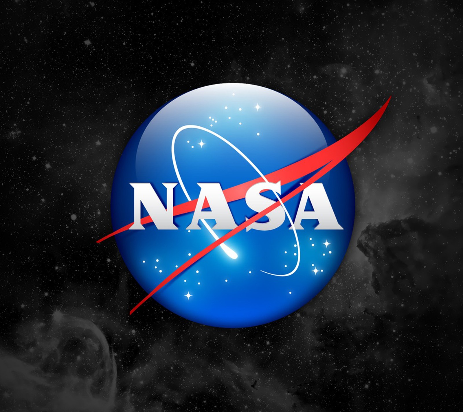 Logo de la nasa sur fond noir avec un cercle rouge et blanc (logo, nasa, espace)