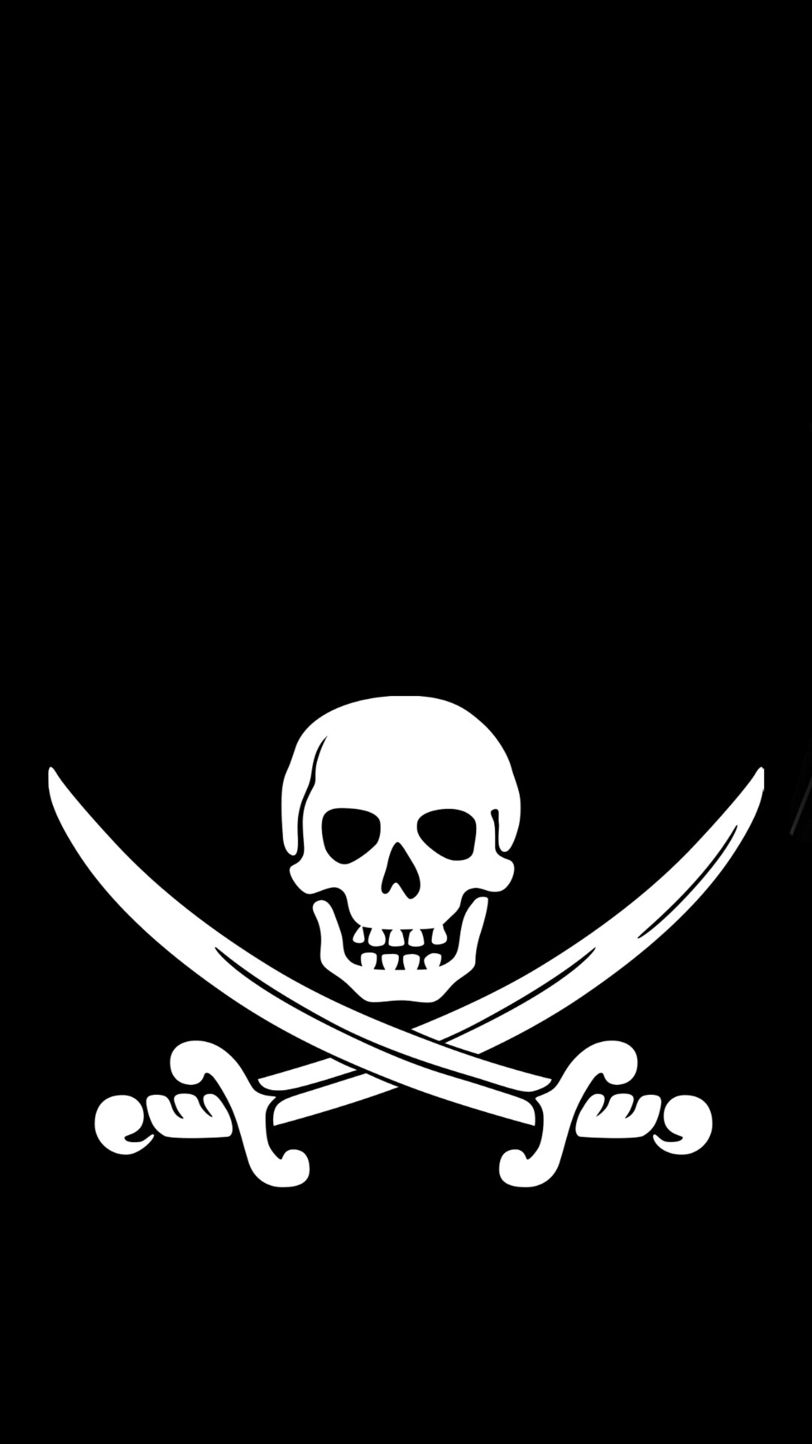 Pirate flag with skull and swords on black background (black, lockscreen, pirate, sker83, skull)