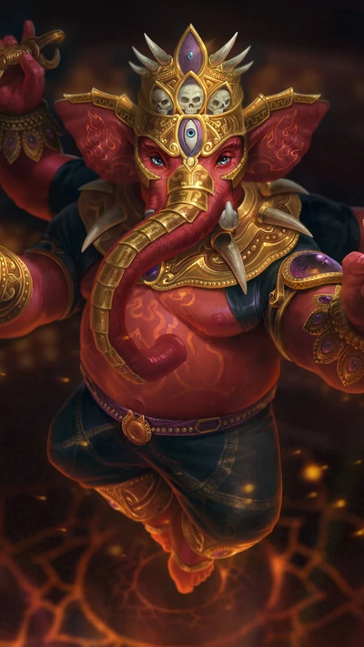 Majestuoso Señor Ganesha: El Divino Guardián Dragón