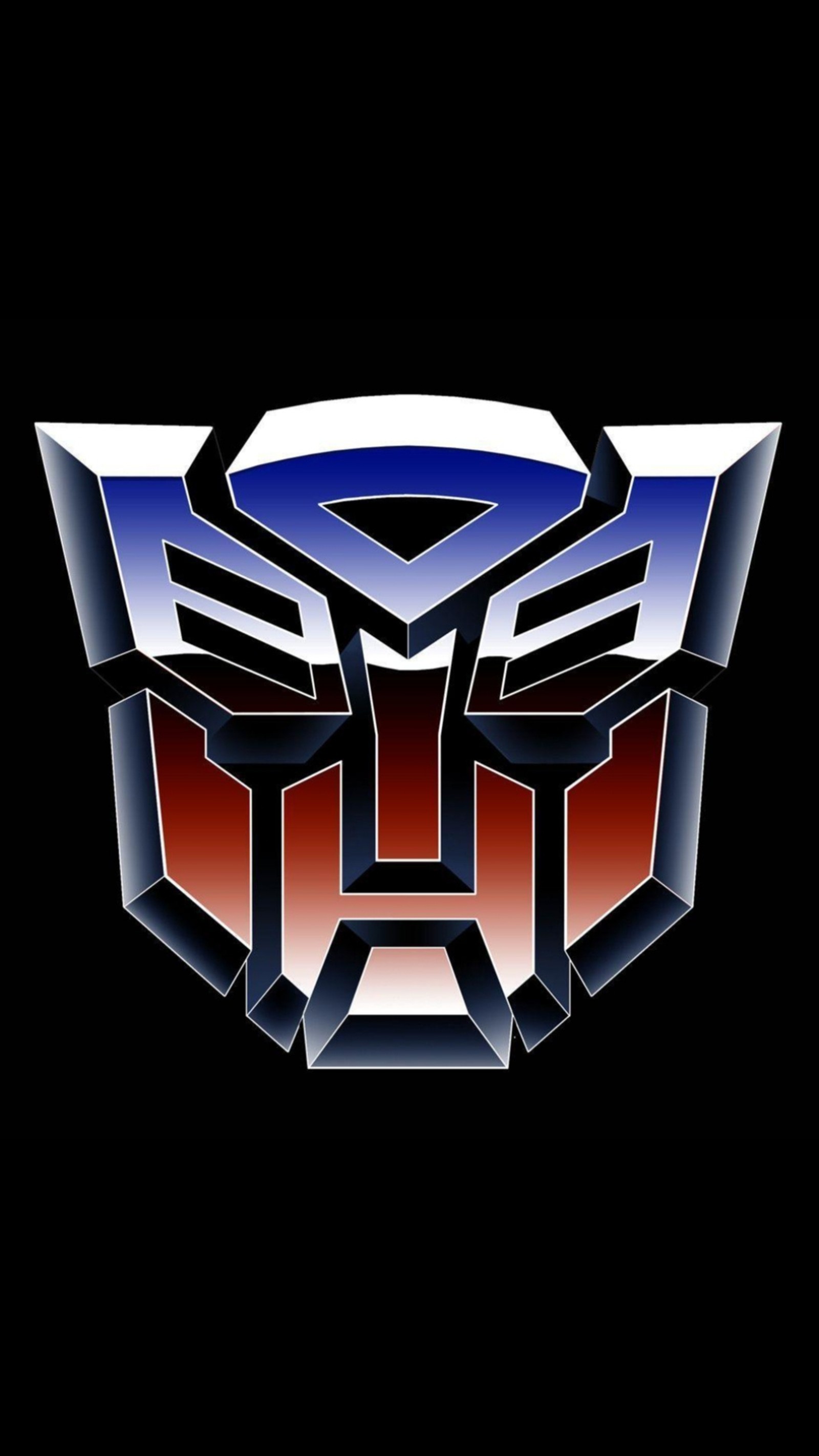 Gros plan d'un logo de voiture sur un fond noir (autobots, transformers, g1, logo, cartoon)