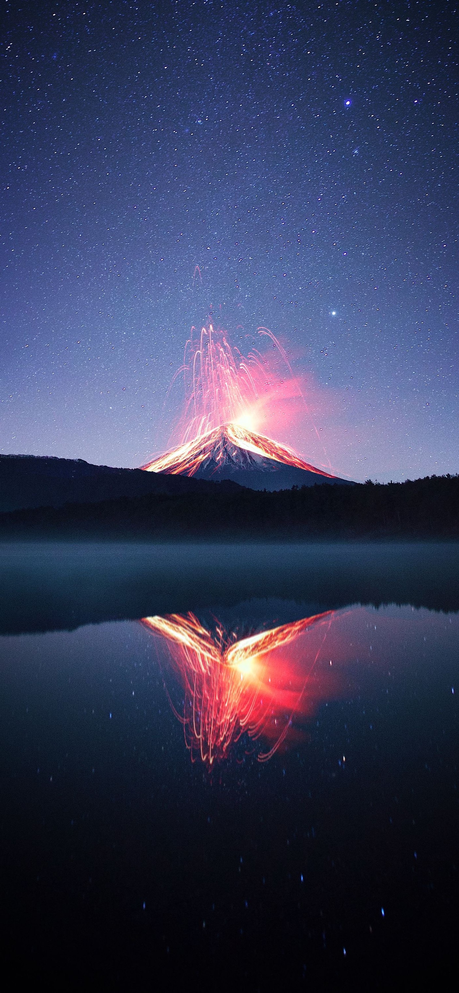 Uma montanha árabe com uma nuvem de fumaça e uma luz vermelha brilhante (natureza, água, atmosfera, montanha, paisagem natural)