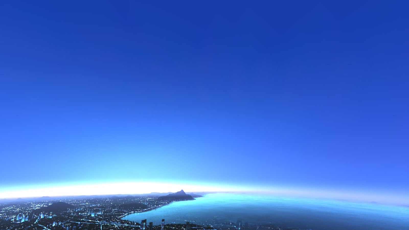 Une vue de la terre depuis l'espace avec un ciel bleu éclatant. (terre, atmosphère, horizon, journée, nuage)