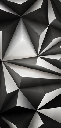 Geometric Black and White Polygonal Design with Triangular Facets