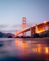 golden gate bridge, brücke, hängebrücke, wahrzeichen, wasser