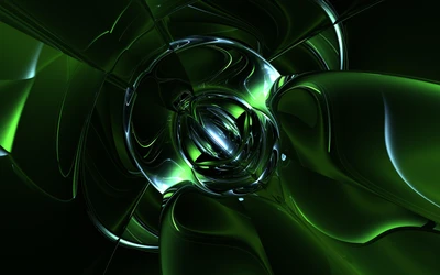 Illuminated Green Fractal Circle in Abstract Technology