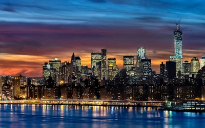 manhattan skyline, stadtbild, stadt, skyline, metropole