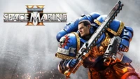 Warhammer 40K Space Marine II: Titus em ação - Arte chave 2024