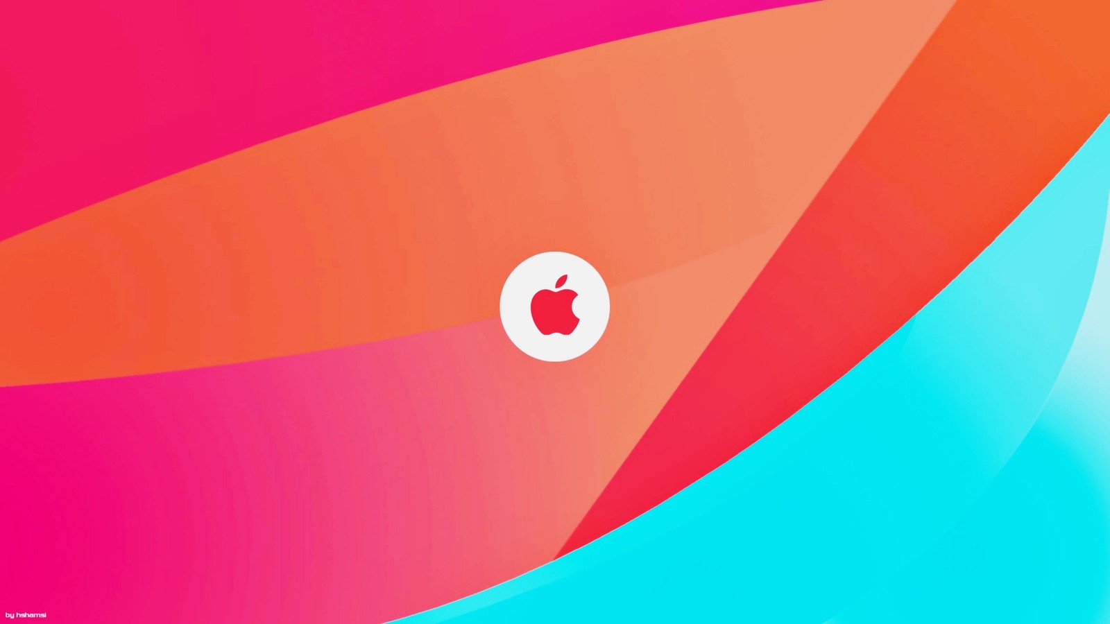 A colorful apple logo on a colorful background (apple, macbook, red, orange, pink)