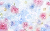 rose, rose bleue, fleur, aquarelle, roses de jardin