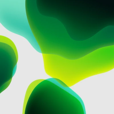 Gradientes verdes abstractos sobre un fondo blanco para iPadOS 13 fondo de pantalla 4K