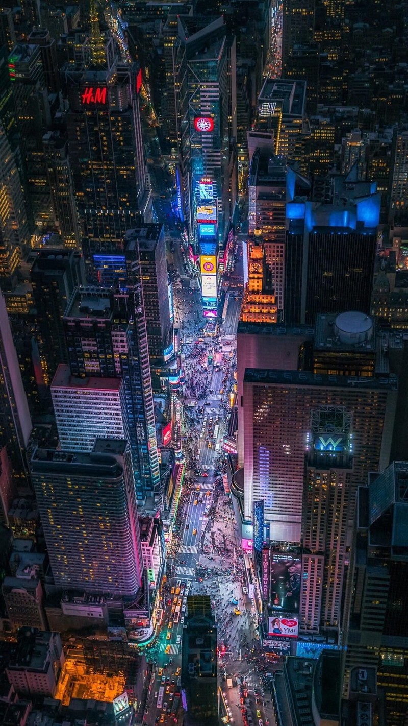 Вид города ночью с множеством огней (нью йорк, new york, киберпанк, искусство, cyberpunk 2077)