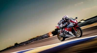 Sportbike Honda CBR1000RR in Aktion auf der Rennstrecke