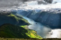 fjord, hochland, berg, wasserressourcen, gefallen