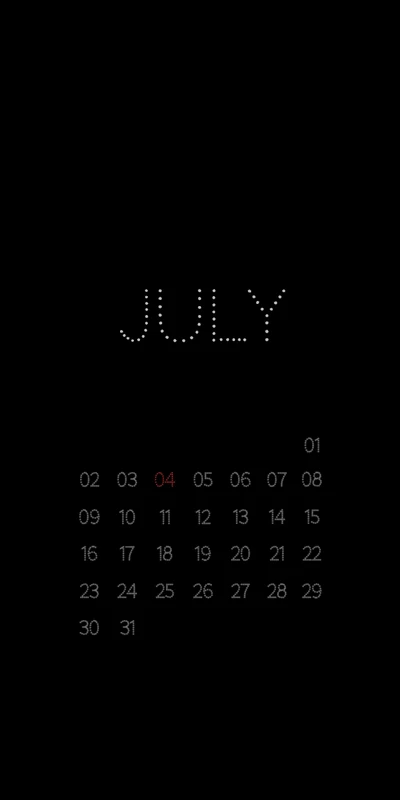 4 juillet 2017 - Design de calendrier noir minimaliste