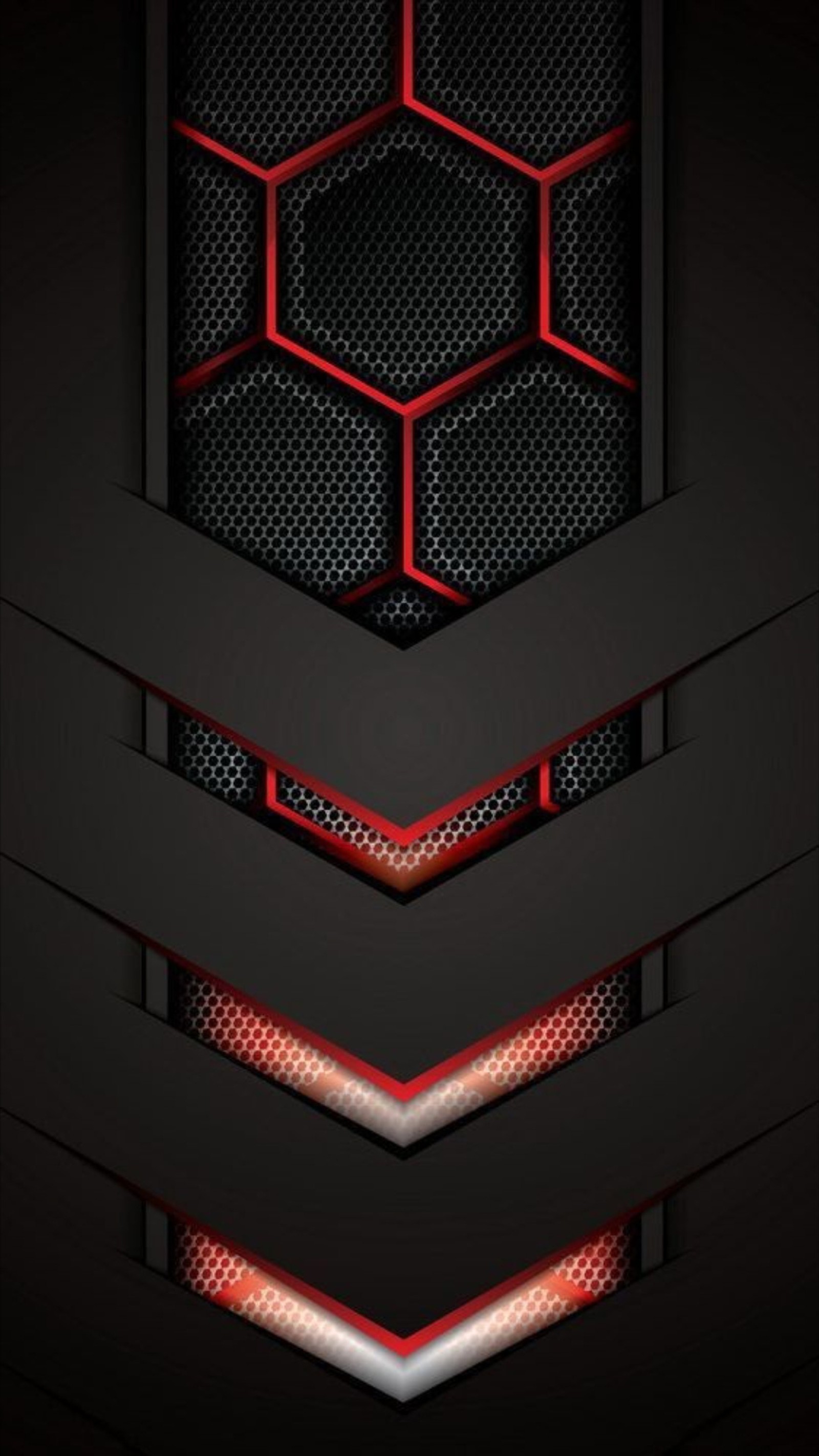 A close up of a red and black wall with a hexagonal design (abstract, black, design, edge, hd)