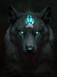 wolf, wolves, paw, surreal, glow wallpaper