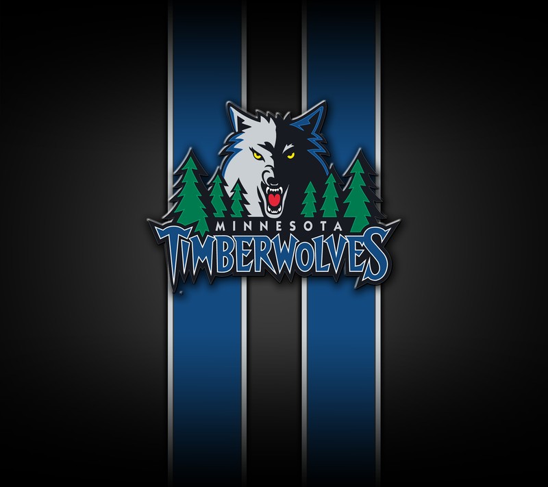 Логотип minnesota timberwolves на черно-синем полосатом фоне (баскетбол, миннесота, minnesota, nba, тимбервулвс)