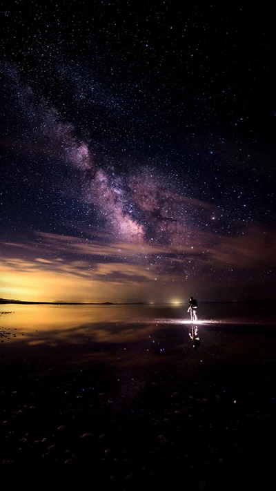 Réflexion de la Voie lactée sous un ciel étoilé