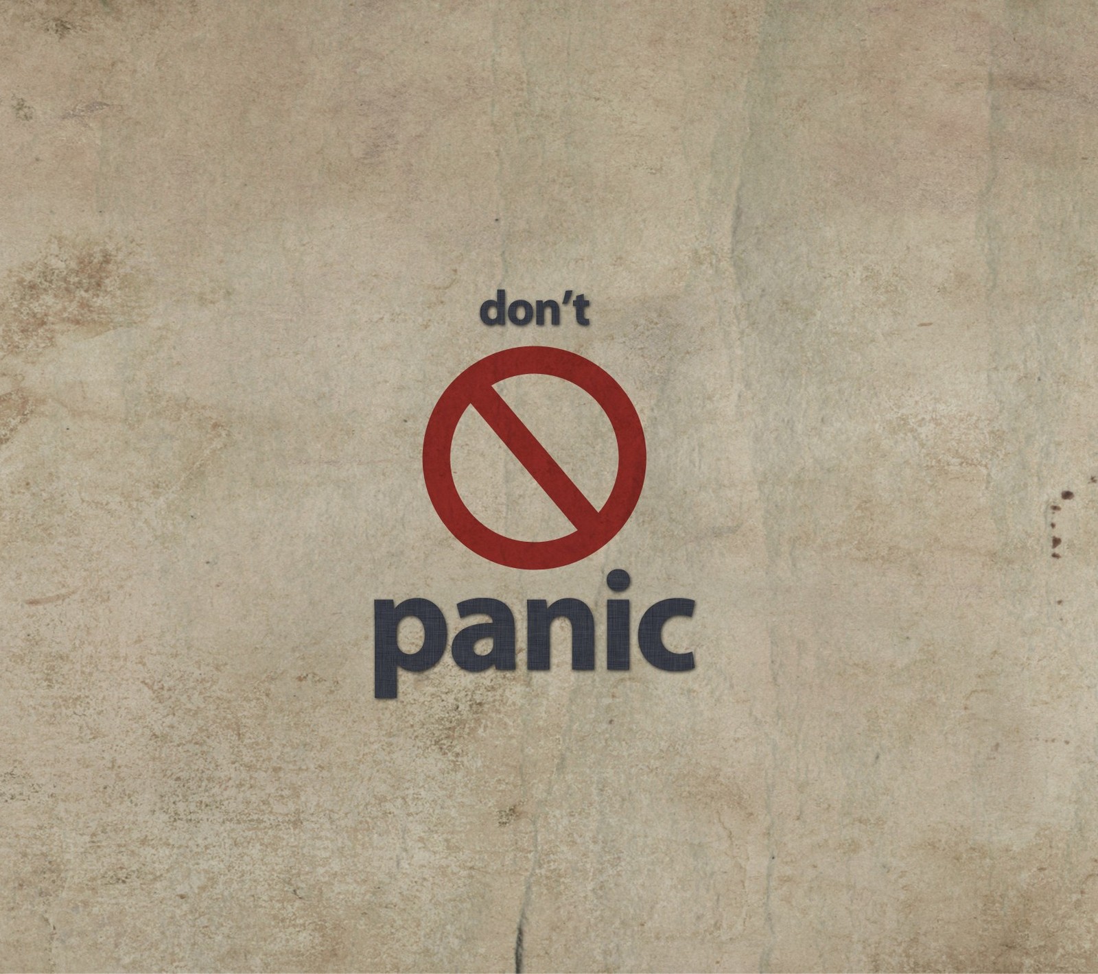 Arafed sign on a wall that says don't panic (dont, panic, saying)