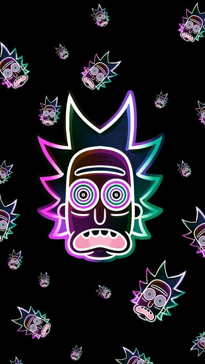 Portraits de Neon Rick sur fond noir