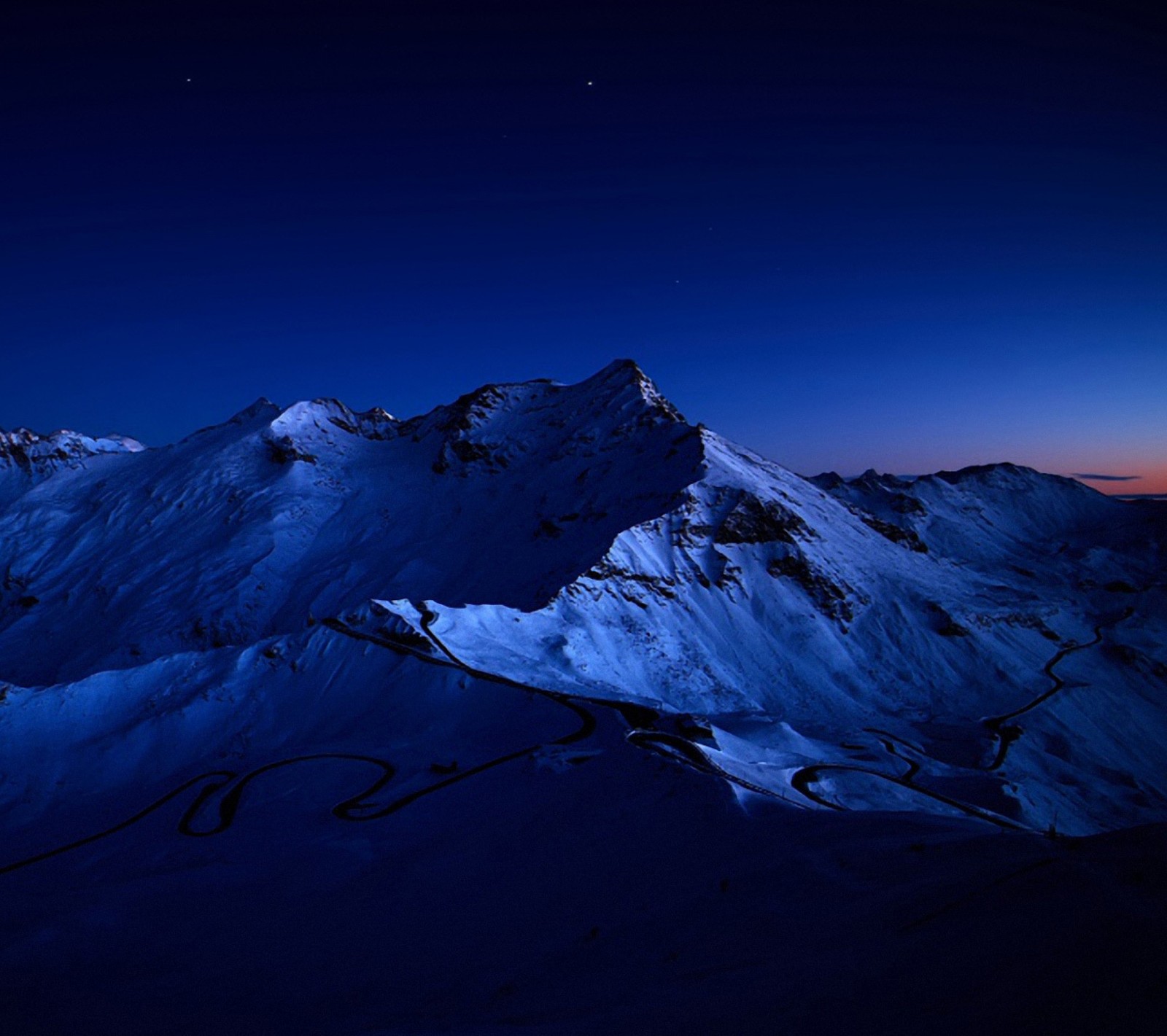 Lade blau, berg, nacht, himmel, schnee Hintergrund herunter