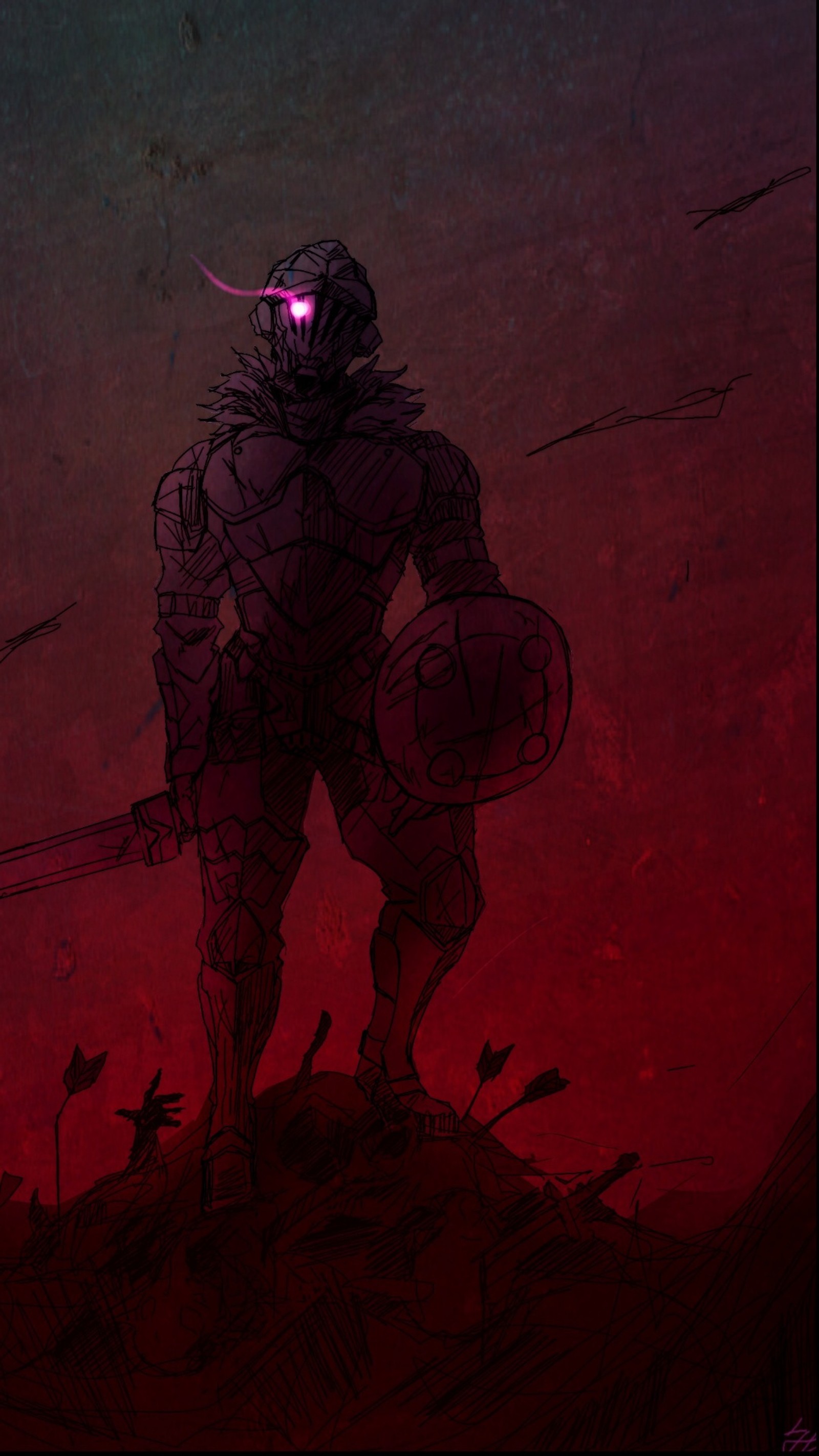 Descargar fondo de pantalla goblin slayer, rojo