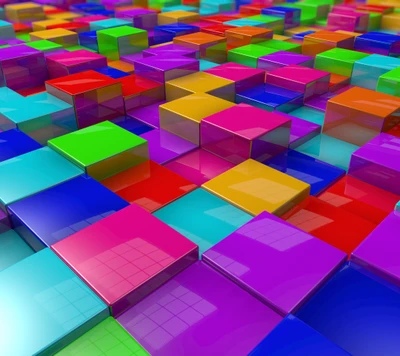 Vibrante ensemble de cubes colorés dans un arrangement aléatoire