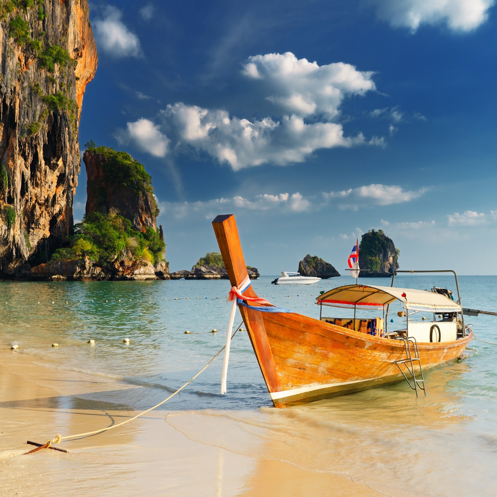 beach, boat, ocean, paradise, sand Download Wallpaper