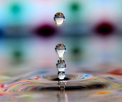 Colorful Water Droplets with Vibrant Reflections