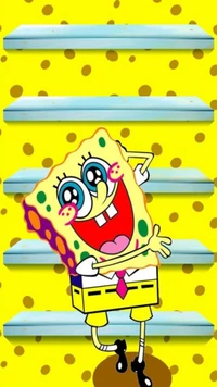 SpongeBob SquarePants Posant Joyeusement Contre Un Fond Jaune Brillant