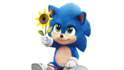 Sonic le Hérisson Tenant une Fleur - Personnage de Film 2020