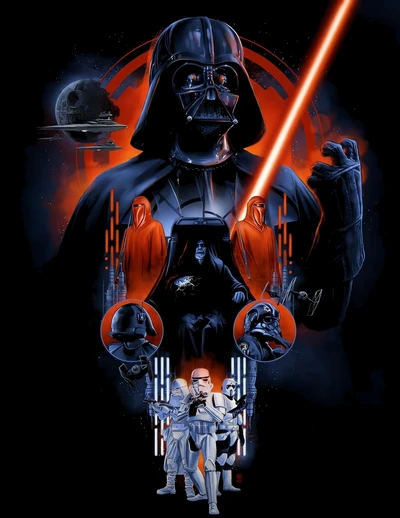 Epic Star Wars Showdown: Darth Vader, Darth Maul, and Iconic Characters in Dark Elegance