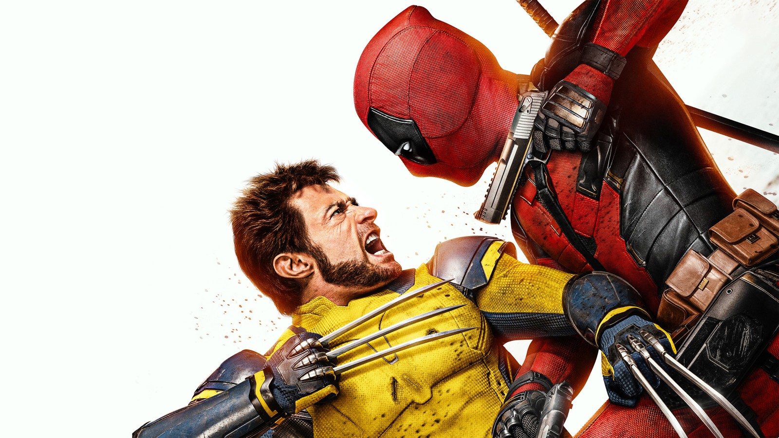 Deadpool et wolverine se battent dans une scène du film deadpool (deadpool wolverine, 5k, films de 2024, films, fond décran 4k)