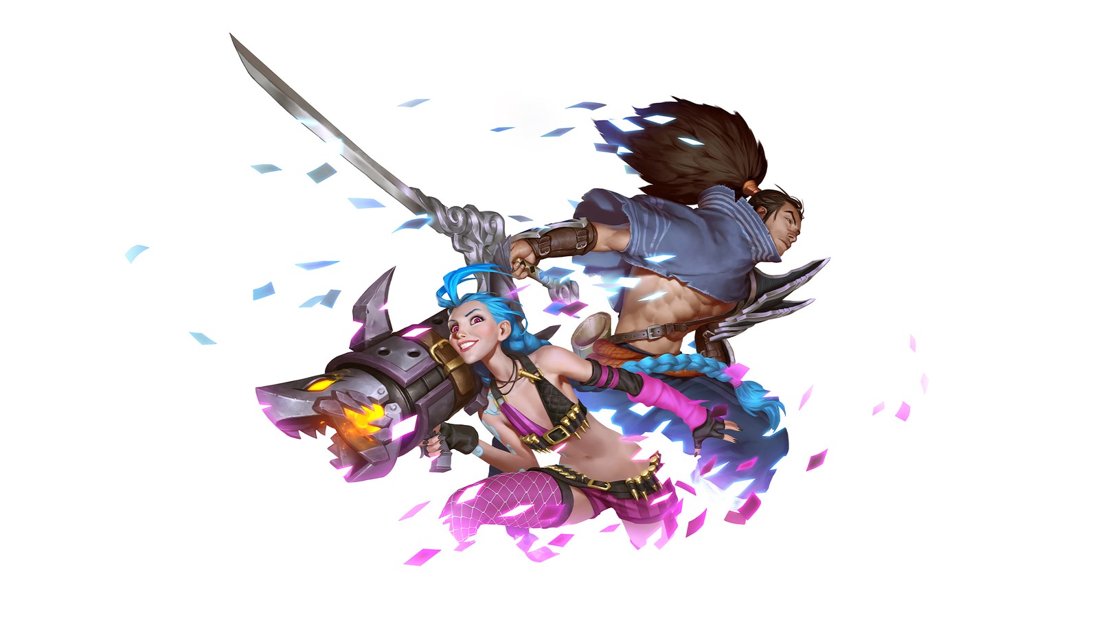 jinx, yasuo, lol, league of legends, legends of runeterra wallpaper