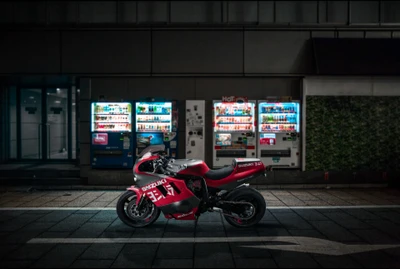 Stunning Suzuki Sport Bike Against Urban Backdrop