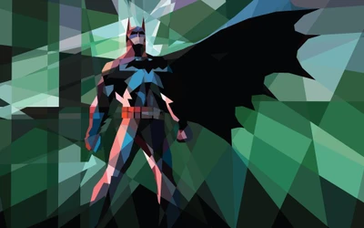 Geometrischer Batman: Eine kühne Fusion von Anime und Grafikdesign