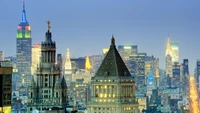 Chrysler Building and Empire State Building Illuminate the New York City Skyline