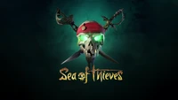 Calavera pirata espeluznante con resplandor verde - Sea of Thieves fondo de pantalla 4K