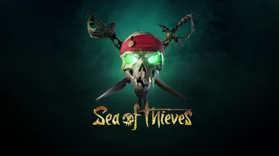 Spooky Pirate Skull with Green Glow - Sea of Thieves 4K Wallpaper