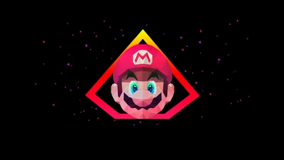 Arte do Super Mario em low poly sobre fundo preto