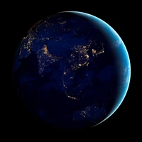 Earth at Night: Illuminated Asia and India on a Black Background